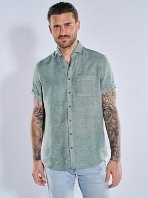 emilio adani Herren Kurzarm-Hemd aus Leinen 38586