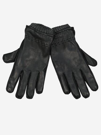 emilio adani Herren Leder-Handschuhe Basic Schwarz 37956