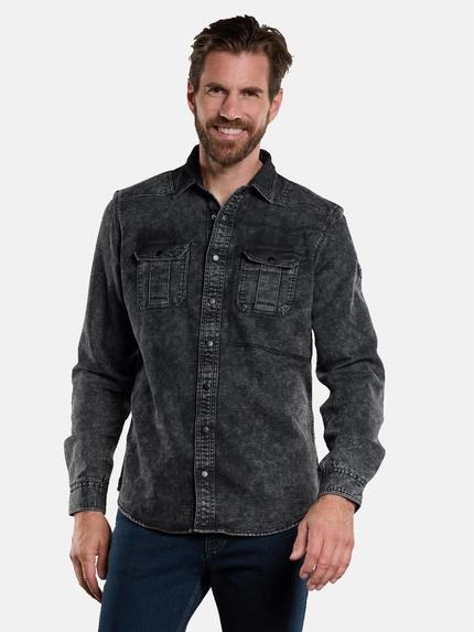 engbers Langarm-Hemd  aus Sweatmaterial Saphirblau
