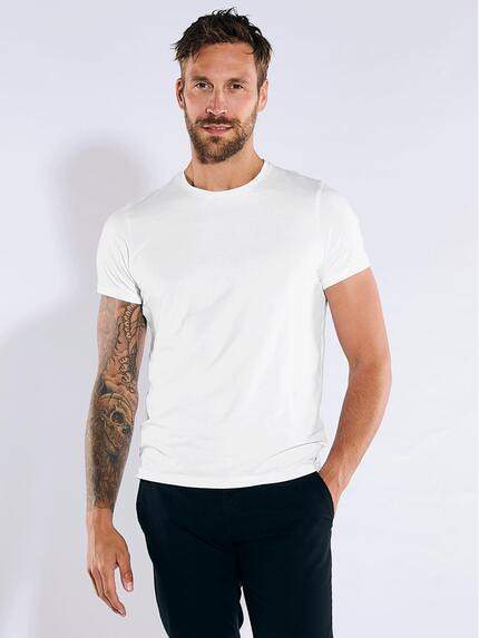emilio adani Herren T-Shirt uni Weiß 36144