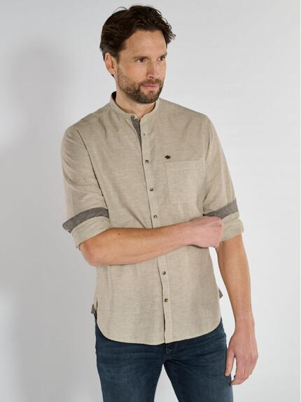 engbers Langarm-Hemd uni Braunbeige