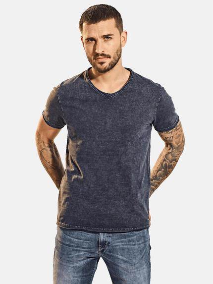 emilio adani T-Shirt V-Neck strukturiert Marineblau