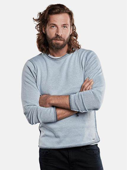 emilio adani sportiver Pullover in dezenter Zweifarbigkeit Hellblau