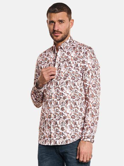 emilio adani Langarm-Hemd mit Paisley-Print Blutorange