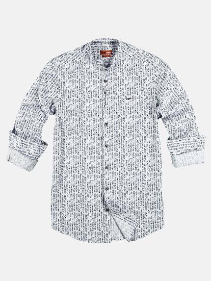 emilio adani Herren Stehkragenhemd aus Comfort-Stretch Blau 29329
