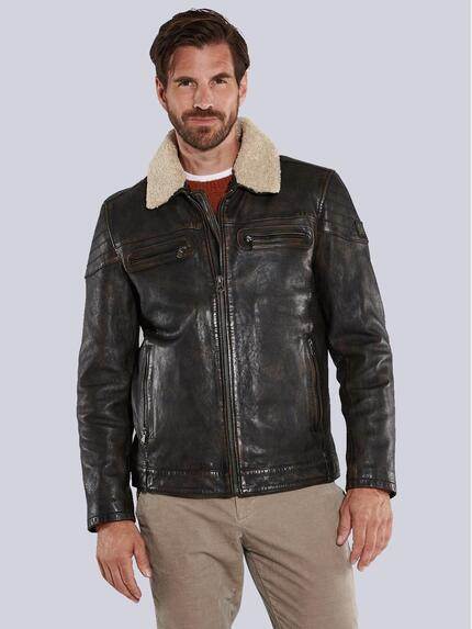 engbers Lederjacke regular Schwarzbraun
