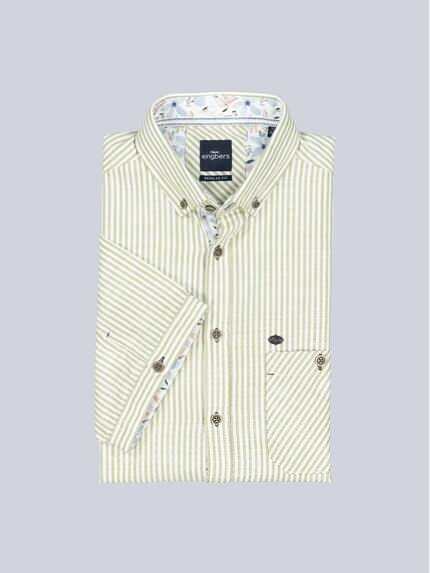 engbers Herren Kurzarm-Hemd gestreift Khaki 38891 engbers Herren Kurzarm-Hemd gestreift Khaki 38891