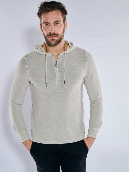emilio adani Langarm-Shirt mit Kapuze Hellgrau