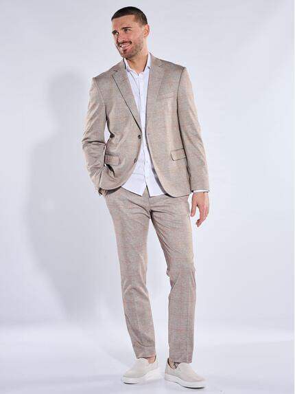 emilio adani Herren Anzughose mit dezentem Karo Beige 40363