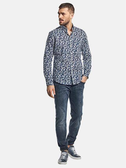 emilio adani Herren All-Over-Print-Hemd Blau 31328 emilio adani Herren All-Over-Print-Hemd Blau 31328