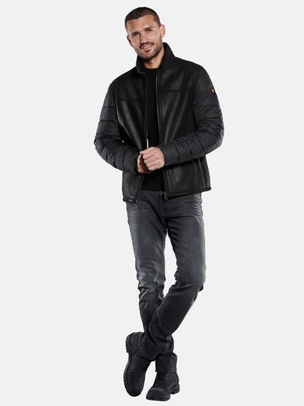 emilio adani Herren Lederjacke aus Materialmix Schwarz 33527 emilio adani Herren Lederjacke aus Materialmix Schwarz 33527