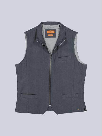 emilio adani Herren Sakko-Weste aus Leinen-Mix Schwarzbraun 40236