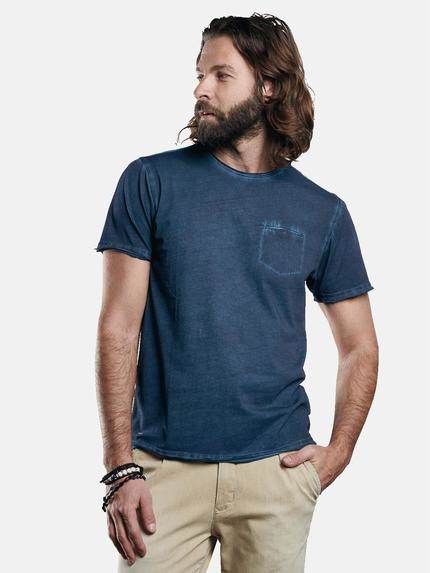 emilio adani T-Shirt mit authentischem Farbeffekt Indigoblau