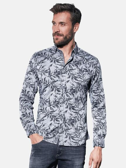 emilio adani Langarmhemd mit Floralprint Saphirblau