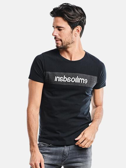 emilio adani Rundhals T-Shirt Schwarz