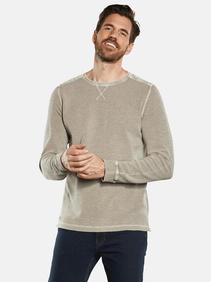 engbers Langarm-Shirt strukturiert Braunbeige