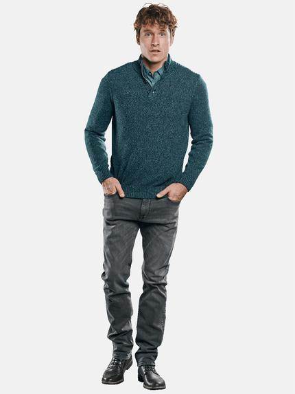 engbers Herren Troyer in moulinierter Optik. Petrolblau 30820