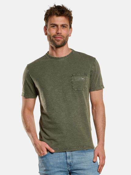 engbers T-Shirt mit Leinenanteil Oliv
