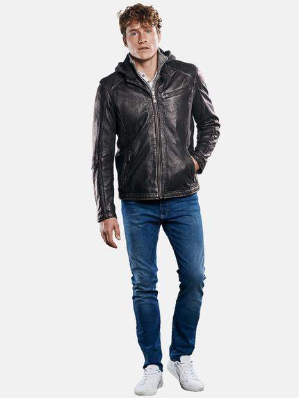 engbers Herren Lederjacke mit Strickkapuze Anthrazit 30216 engbers Herren Lederjacke mit Strickkapuze Anthrazit 30216