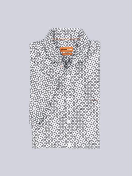 emilio adani Herren Kurzarm-Hemd gemustert Schwarz 39244