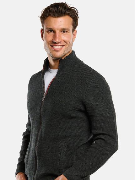 engbers Herren Strickjacke mit Stehkragen Oliv 33849