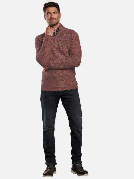 engbers Herren Troyer-Pullover mouliniert Dunkelorange 32036