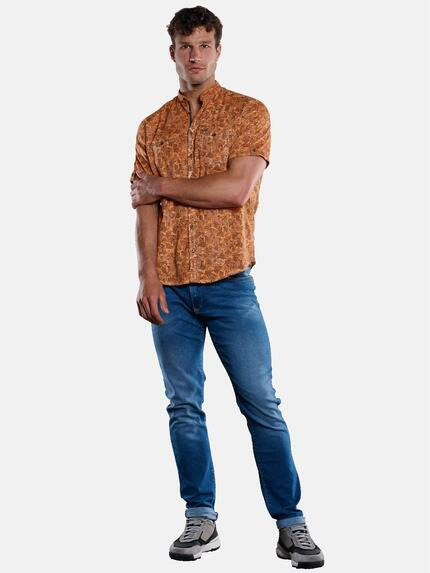 engbers Herren Kurzarm-Hemd mit floralem Print Dunkelorange 33437 engbers Herren Kurzarm-Hemd mit floralem Print Dunkelorange 33437