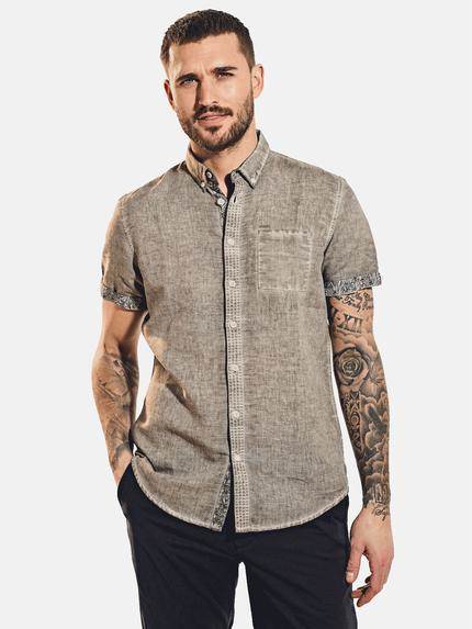 emilio adani Kurzarm-Hemd-uni Braunbeige