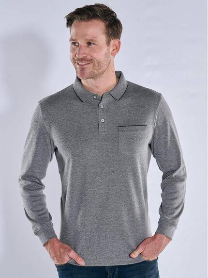 engbers Herren Langarm-Shirt mit Polokragen Mittelblau 39536