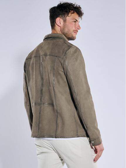 emilio adani Herren Leder-Overshirt Grau 39085 emilio adani Herren Leder-Overshirt Grau 39085