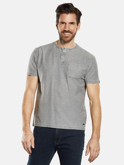 engbers Henley Shirt strukturiert Silbergrau