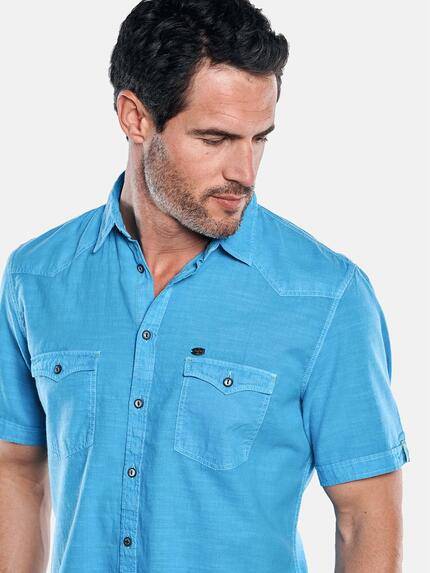 engbers Herren Sommerhemd mit dezenten Kontrastdetails Cyanblau 29846
