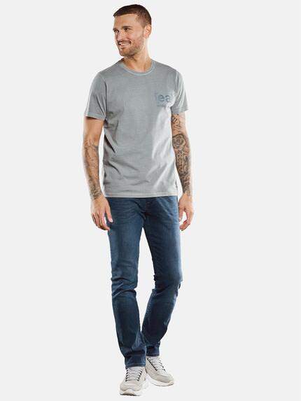 emilio adani Herren T-Shirt Rundhals mit Print Grau 33417