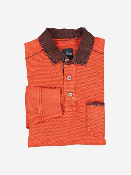 engbers Herren Langarm-Shirt mit Polo-Kragen Orange 37734