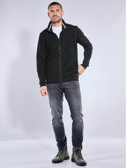 emilio adani Herren Sweatjacke mit Stehkragen Schwarz 39908 emilio adani Herren Sweatjacke mit Stehkragen Schwarz 39908