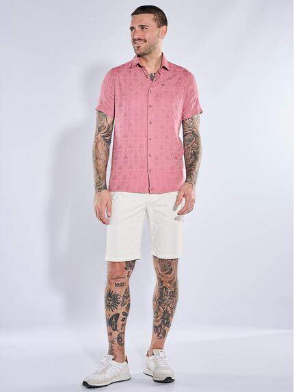 emilio adani Herren Kurzarm-Hemd mit Jaquard-Musterung Rosa 40702 emilio adani Herren Kurzarm-Hemd mit Jaquard-Musterung Rosa 40702