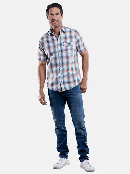 engbers Herren Kariertes Halbarmhemd Karminrot 29092