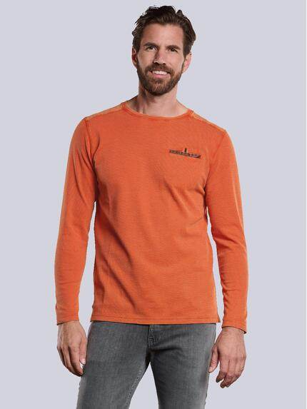 engbers Langarm-Shirt strukturiert Dunkelorange