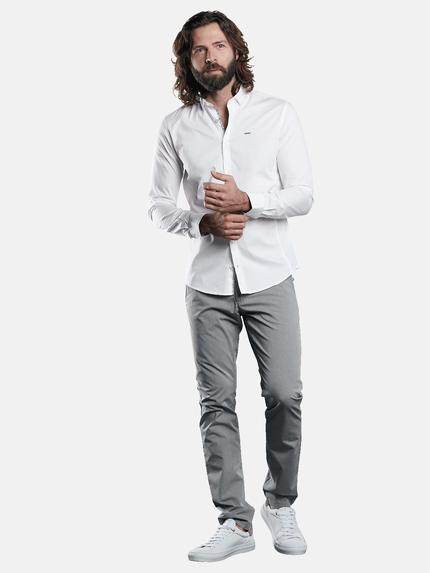emilio adani Herren Hemd mit strukturierter Warenoberfläche Weiß 29509