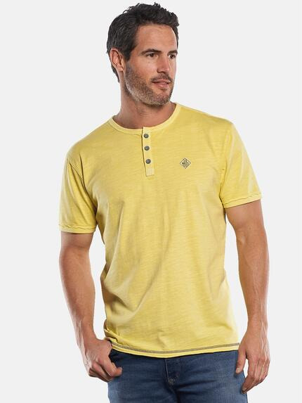 engbers T-Shirt mit Knopfleiste und Kontrastdetails Hellgelb