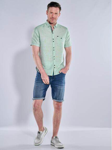 engbers Herren Kurzarm-Hemd mit Leinenanteil Gruen 38381 engbers Herren Kurzarm-Hemd mit Leinenanteil Gruen 38381