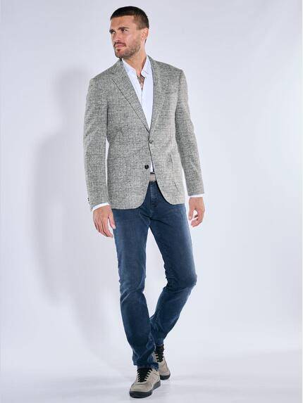 emilio adani Herren Sakko gemustert Silbergrau 39382