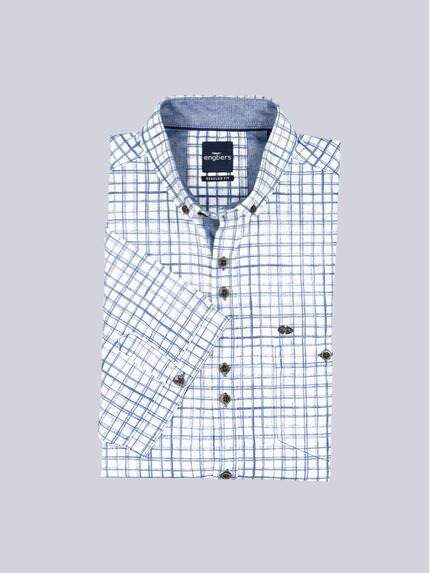 engbers Herren Kurzarm-Hemd kariert Brilliantblau 38491 engbers Herren Kurzarm-Hemd kariert Brilliantblau 38491