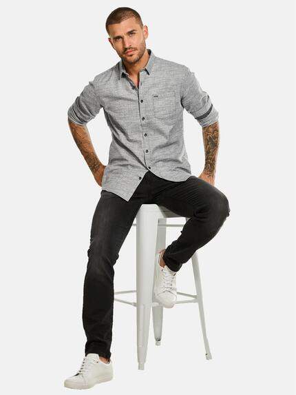 emilio adani Herren Langarm-Hemd aus Flanell Grau 33788 emilio adani Herren Langarm-Hemd aus Flanell Grau 33788