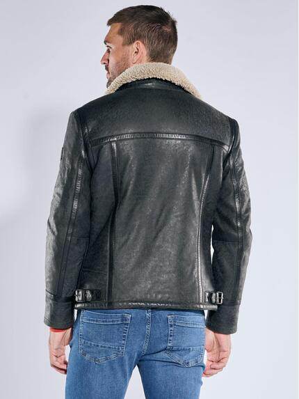 emilio adani Herren Lederjacke mit Umlegekragen Grau 39276 emilio adani Herren Lederjacke mit Umlegekragen Grau 39276