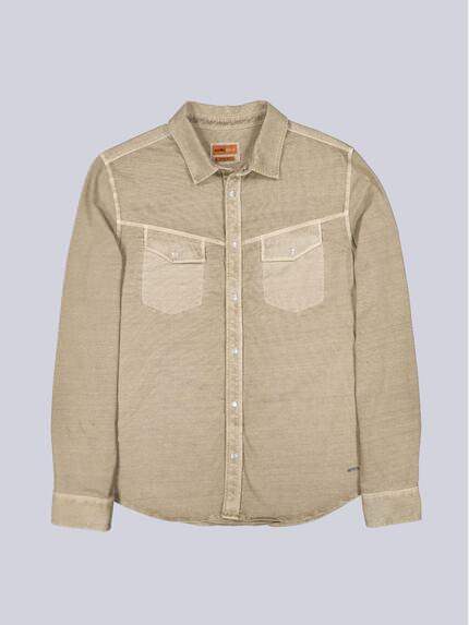 emilio adani Herren Langarm-Hemd uni Beige 39169