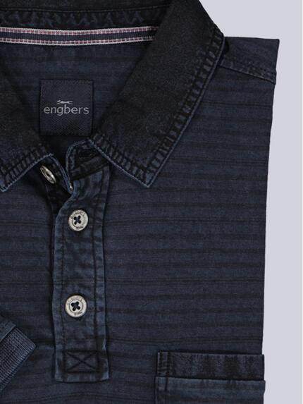 engbers Herren Polo-Shirt gestreift Saphirblau 38969