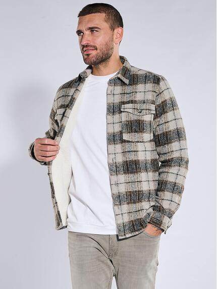 emilio adani Herren Overshirt mit Teddy-Fütterung Hellbraun 40899