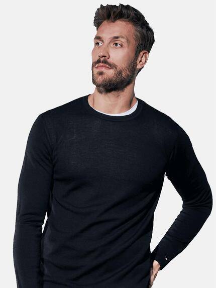 emilio adani Herren Pullover aus reiner Merino Wolle Schwarz 30804 emilio adani Herren Pullover aus reiner Merino Wolle Schwarz 30804