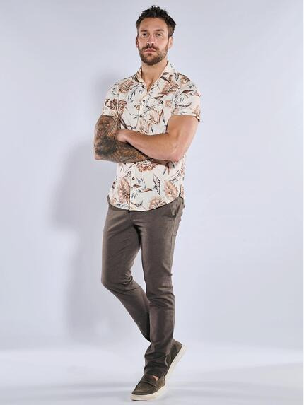 emilio adani Herren Kurzarm-Hemd gemustert Braun 36556 emilio adani Herren Kurzarm-Hemd gemustert Braun 36556